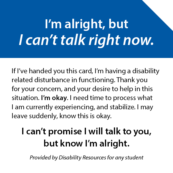 DR Calling Card Version One: Disability Related Disturbance in Functioning