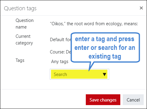 Screenshot of create tag interface