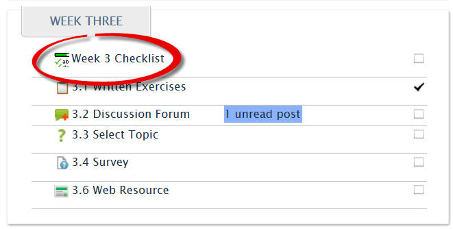 Screenshot of Checklist