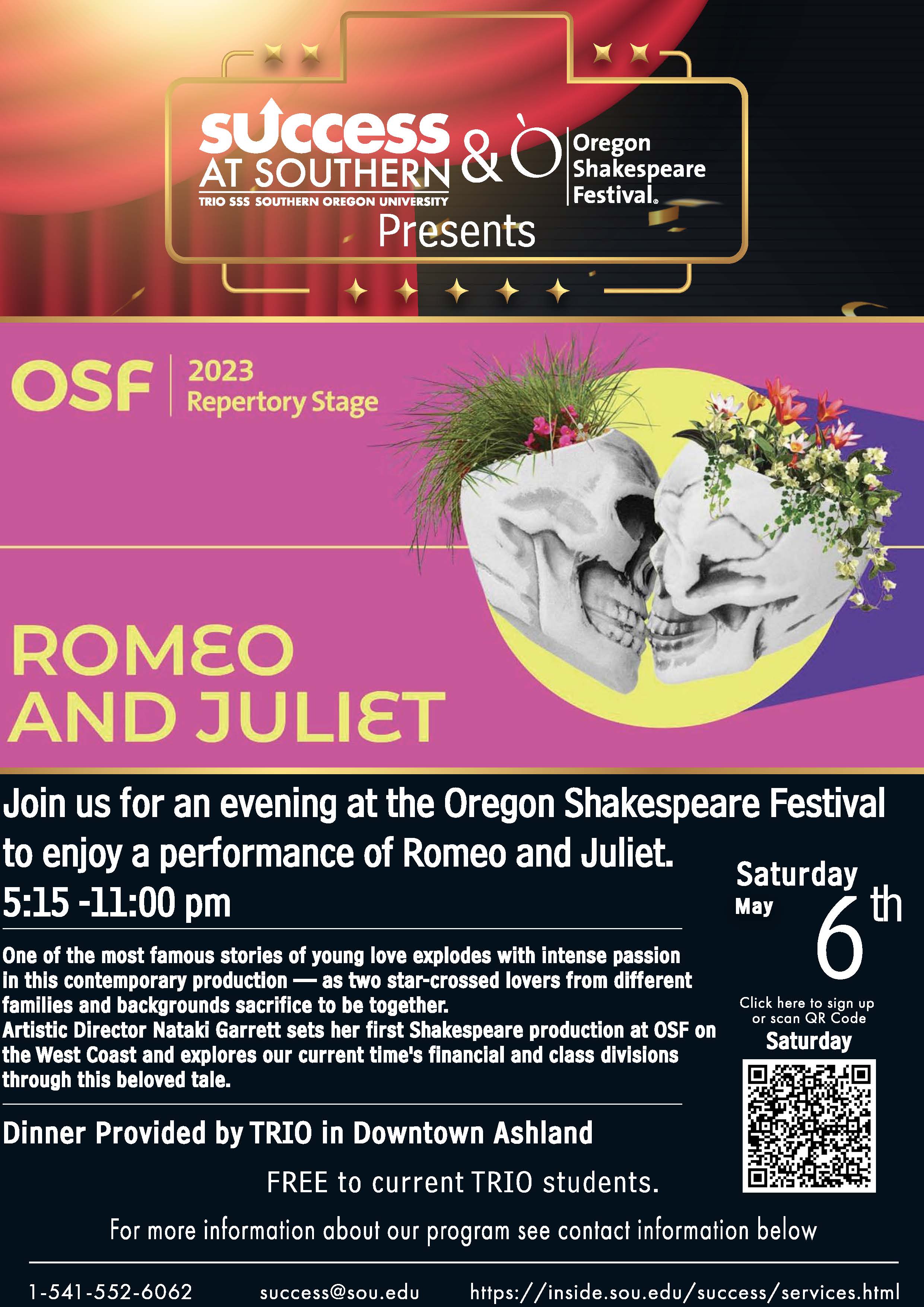 Trio Flyer May 6th 2023 Dinner Play OSF Romeo Juliet
