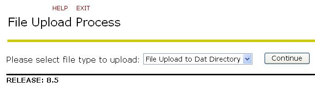 File Upload Process window - Select File Type (Directory)