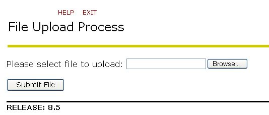 File Upload Process window - Select File