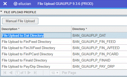 File Upload Utility form (GUAUPLP)