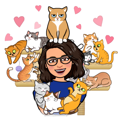 Mary Katie surrounded by cats